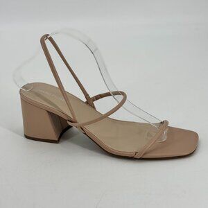 Marc Fisher Galvin Tan Strappy Chunky Heel Slingback Wedding Travel 10 Sandals